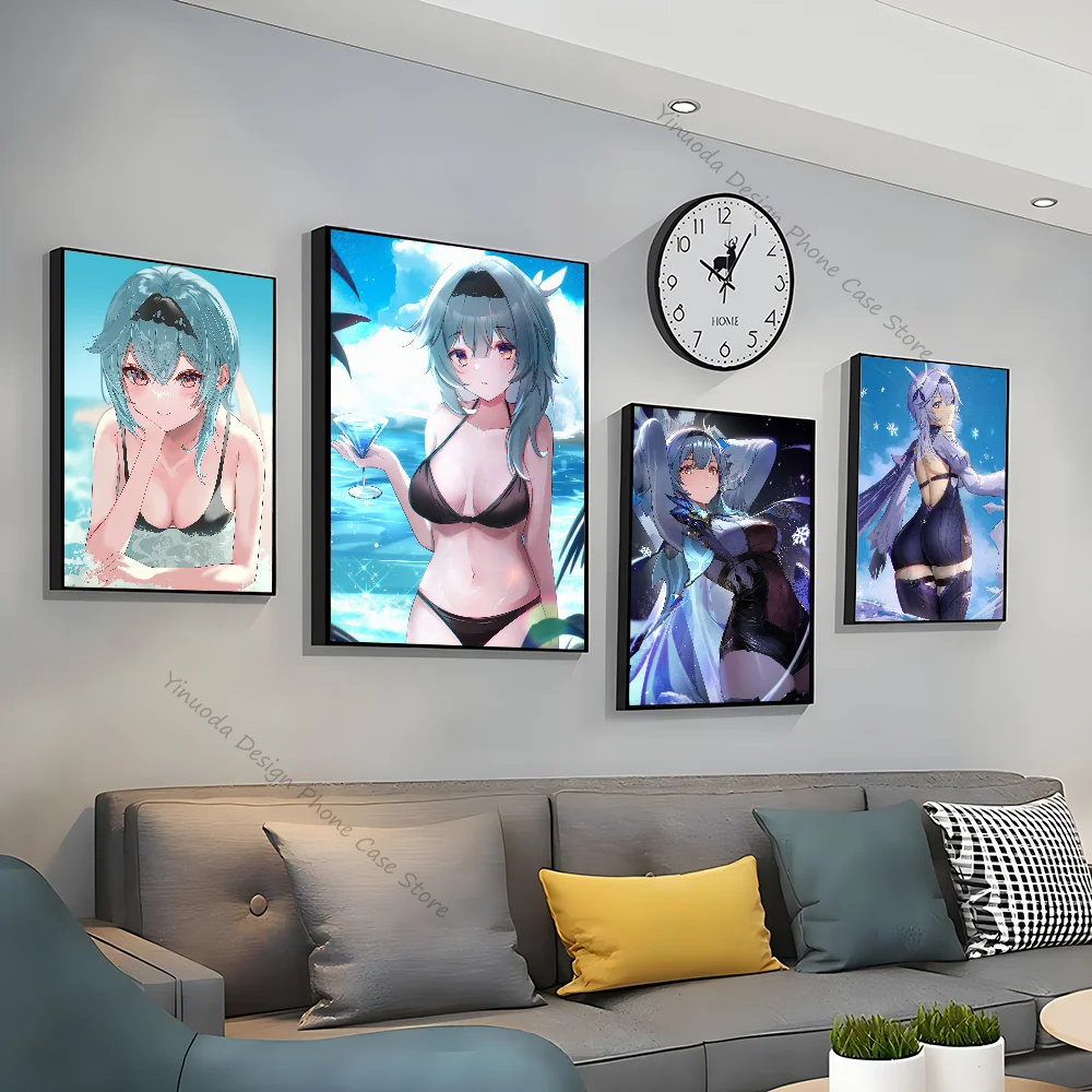 1pc Eula Lawrence Genshin Impact Anime Girl Poster Good Quality Vintage Room Home Bar Cafe Decor Aesthetic Art Wall Painting