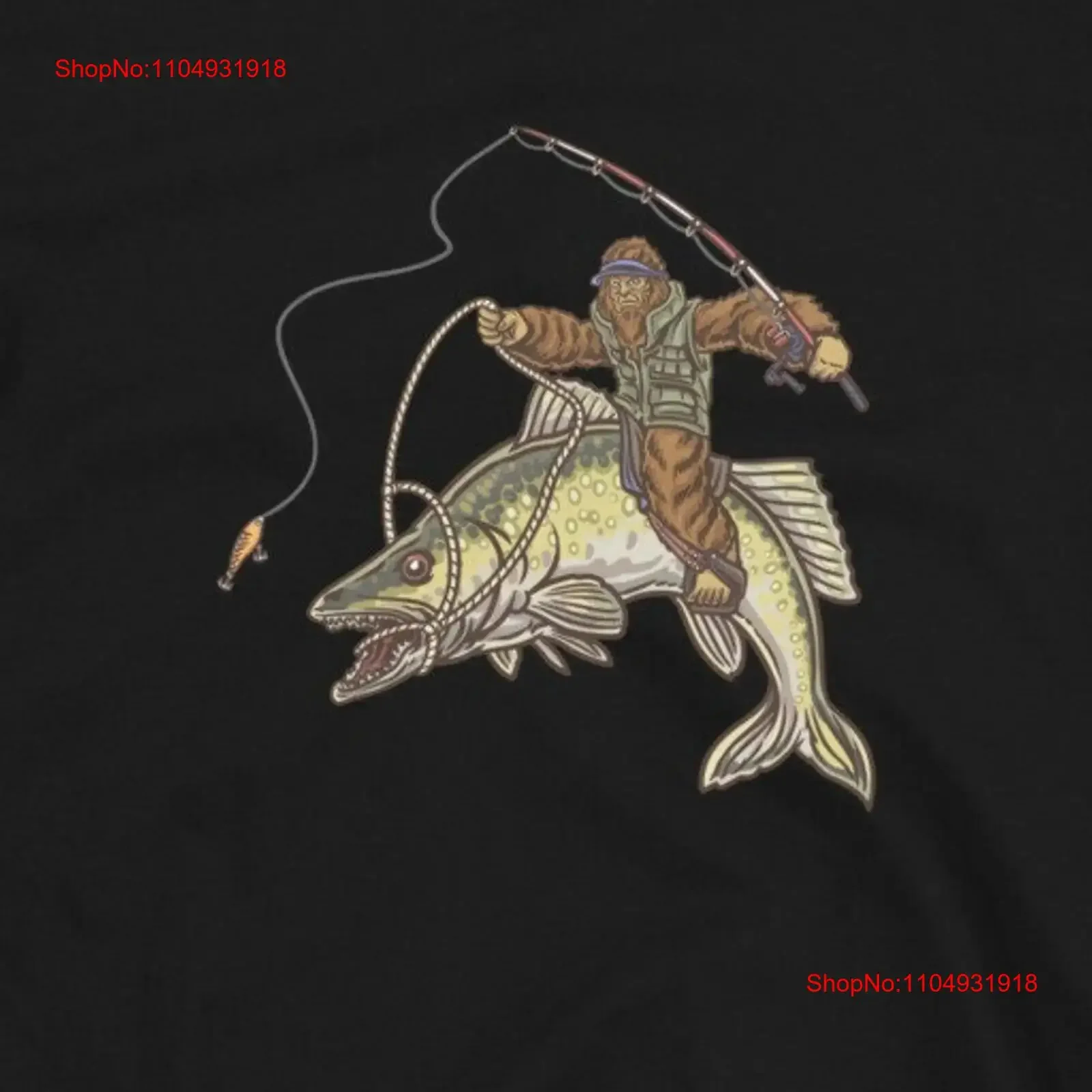 

Walleye Bigfoot T Shirt Fishing Fish Fisherman vintage Washed designer clothes Comfortable streetwear Unisex homme