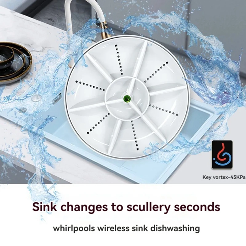 Ultrasonic Dish Washer Portable Mini Turbo Dishwasher, Vegetable Washing Machine Household Sink Dishwasher Device