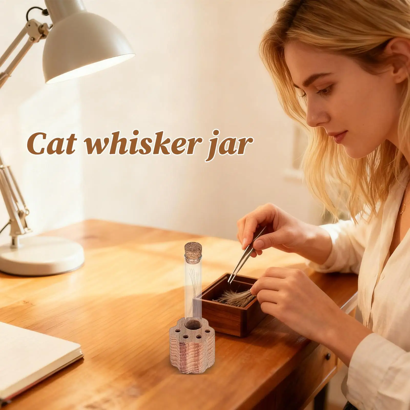 جرة حارس شعيرات القطط من الزجاج الشفاف لتخسارة الحيوانات الأليفة التعاطف مجموعة شعيرات القطط للنساء والرجال والكبار والأب والأم