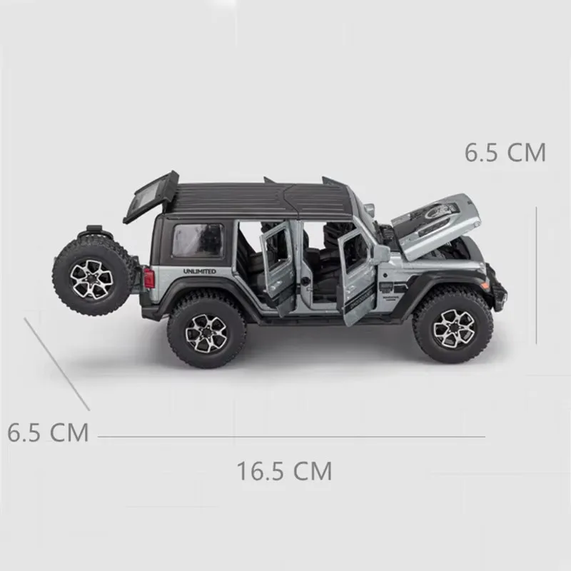 Modelo de coche fundido a presión de aleación 1:32, Wrangler de Metal Rubicon, todoterreno, coche extraíble, simulación de sonido, luz, juguete para niños, vehículos de regalo