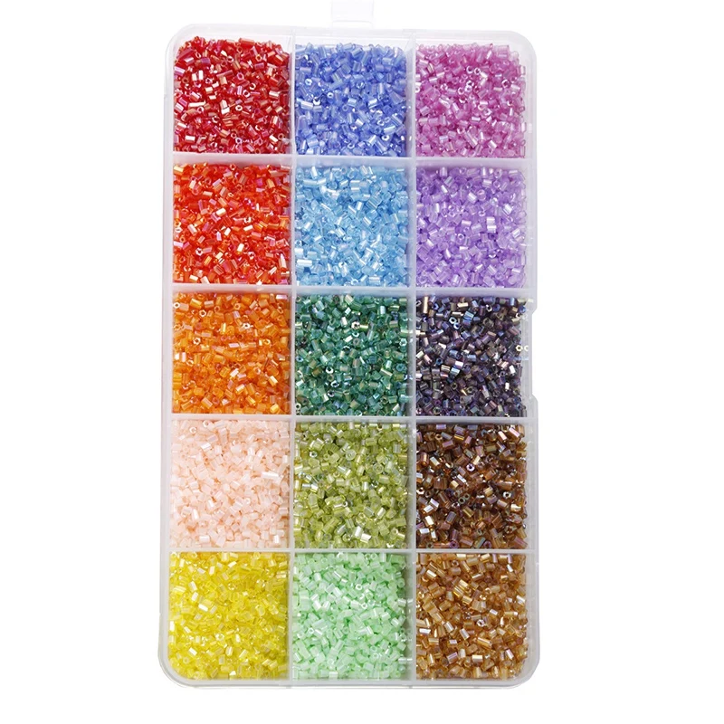 Colored Tube Beads Crystal Glass Beads DIY Seed Beads Spacer Beads for Jewelry Making