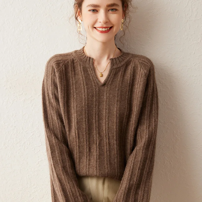 

High Quality 2024 Autumn and Winter New Women's Double-Strand Thickened Long-Sleeved Bottoming Sweater Knitwear Loose