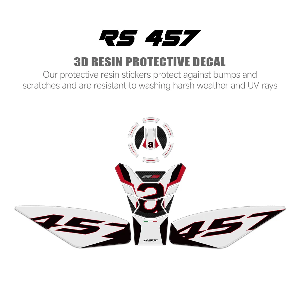 For Aprilia RS 457 RS457 Accessories 3D Resin Sticker Kit Tank Pad Fuel Tank Protector 2024 2025