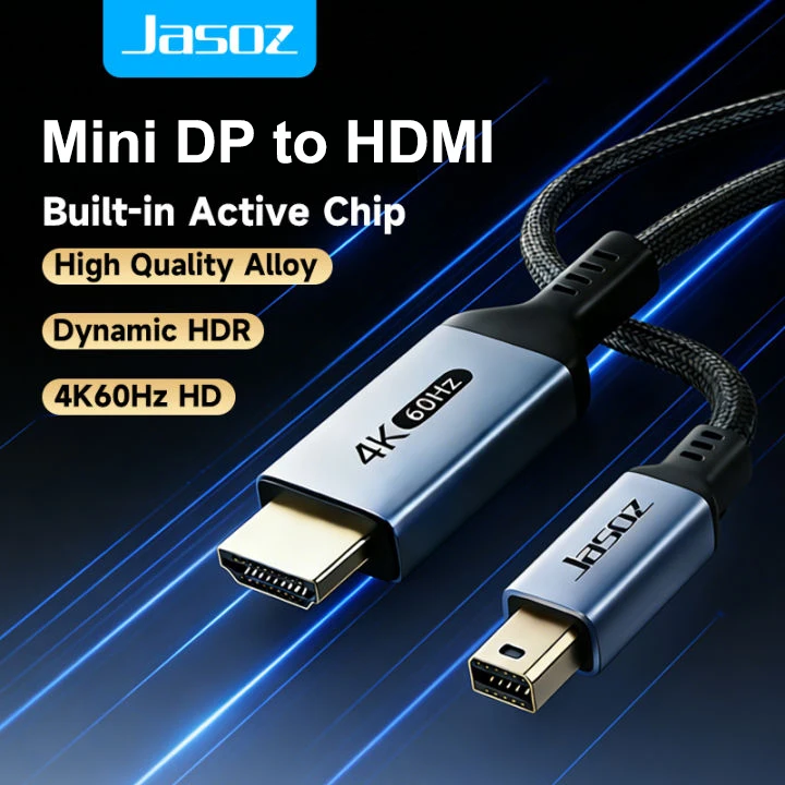 Jasoz Mini DisplayPort to HDMI Cable 4K@60Hz Mini DP to HDMI Adapter Cable for MacBook Air Pro iMac PC HDTV Monitor Projector