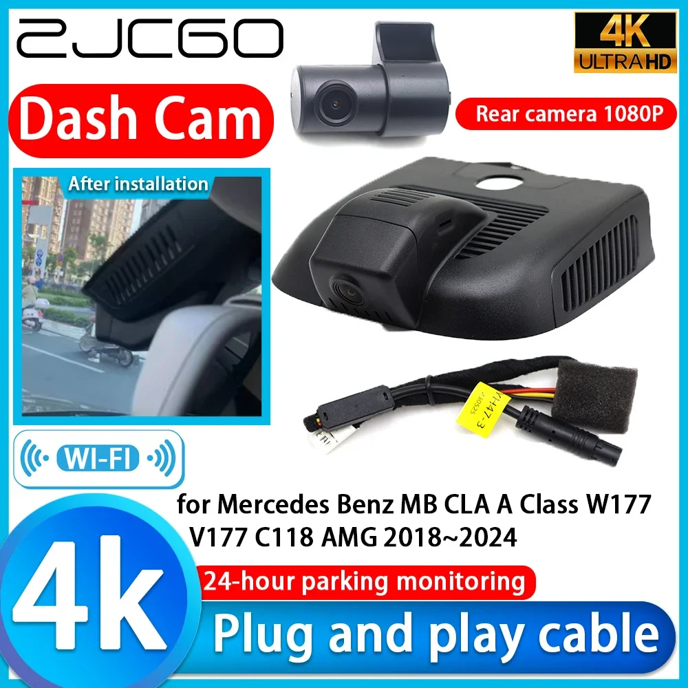 

ZJCGO Video Recorder 4K UHD Plug and Play DVR Dash Cam for Mercedes Benz MB CLA A Class W177 V177 C118 AMG 2018~2024