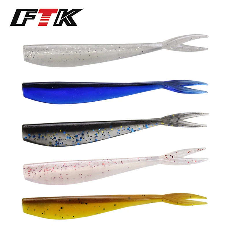 FTK 5Pcs Fishing Lures Soft Lure Artificial Bait Worm Predator Tackle JERKBAIT for Pike and Bass Swimbait Jigging Plastic Baits