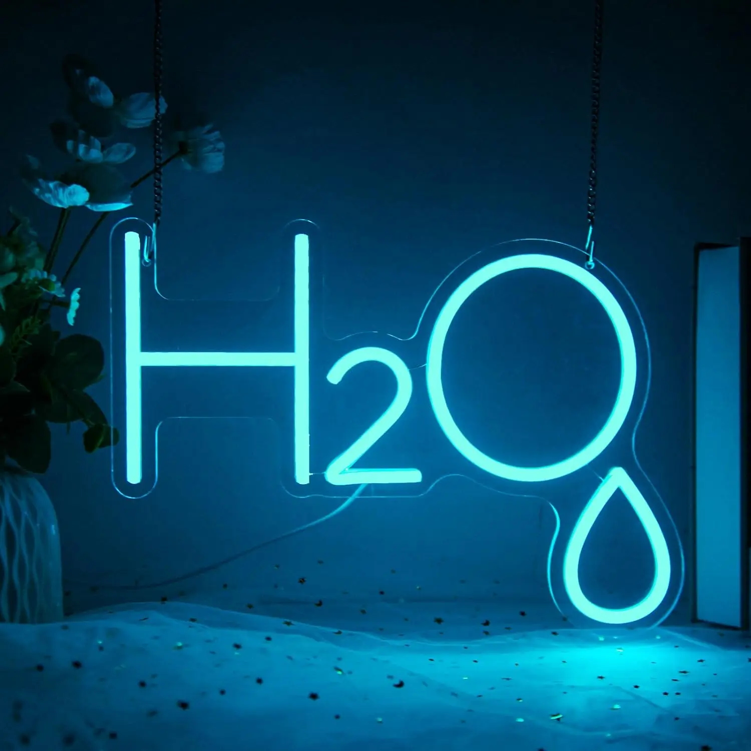 Water Neon Sign USB Dimmable LED Neon Light for Bedroom, Dorm, Lab, Classroom Dimmable Acrylic Science Wall Light