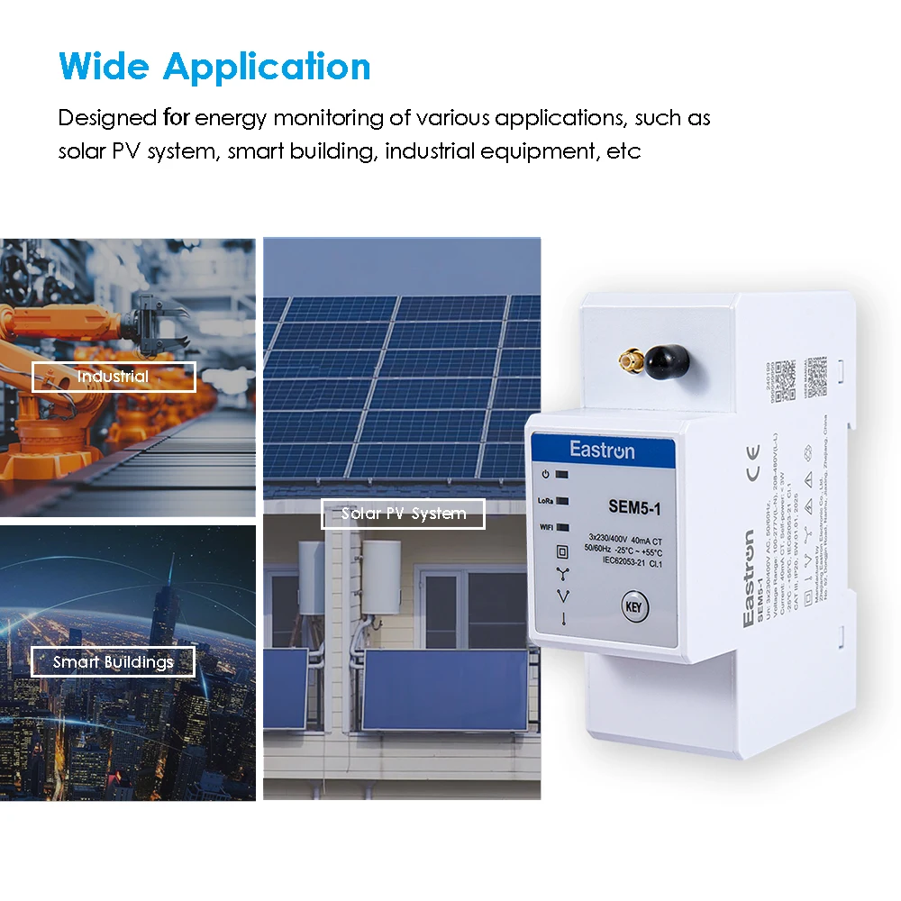 2026Eastron SEM5-1 3P4W/3P3W CT Connection Smart Power Meter Industrial Energy Monitoring Wifi & LoRa Din Rail Electric Energy M