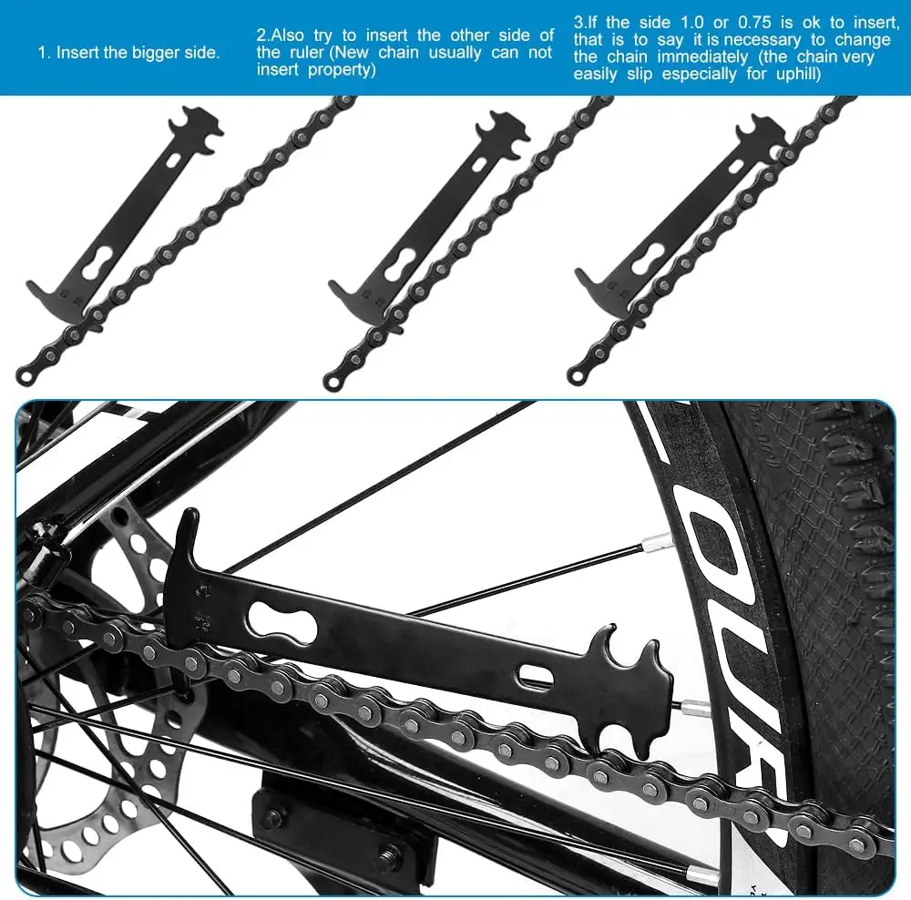 Fahrradketten-Reparatur-Werkzeug-Set (3 IN 1), einschließlich Fahrradkettenbrecher, Fahrrad-Gliederzange und Kettenprüfer, für 6/7/8/9/10/11S-Ketten – Detail 18
