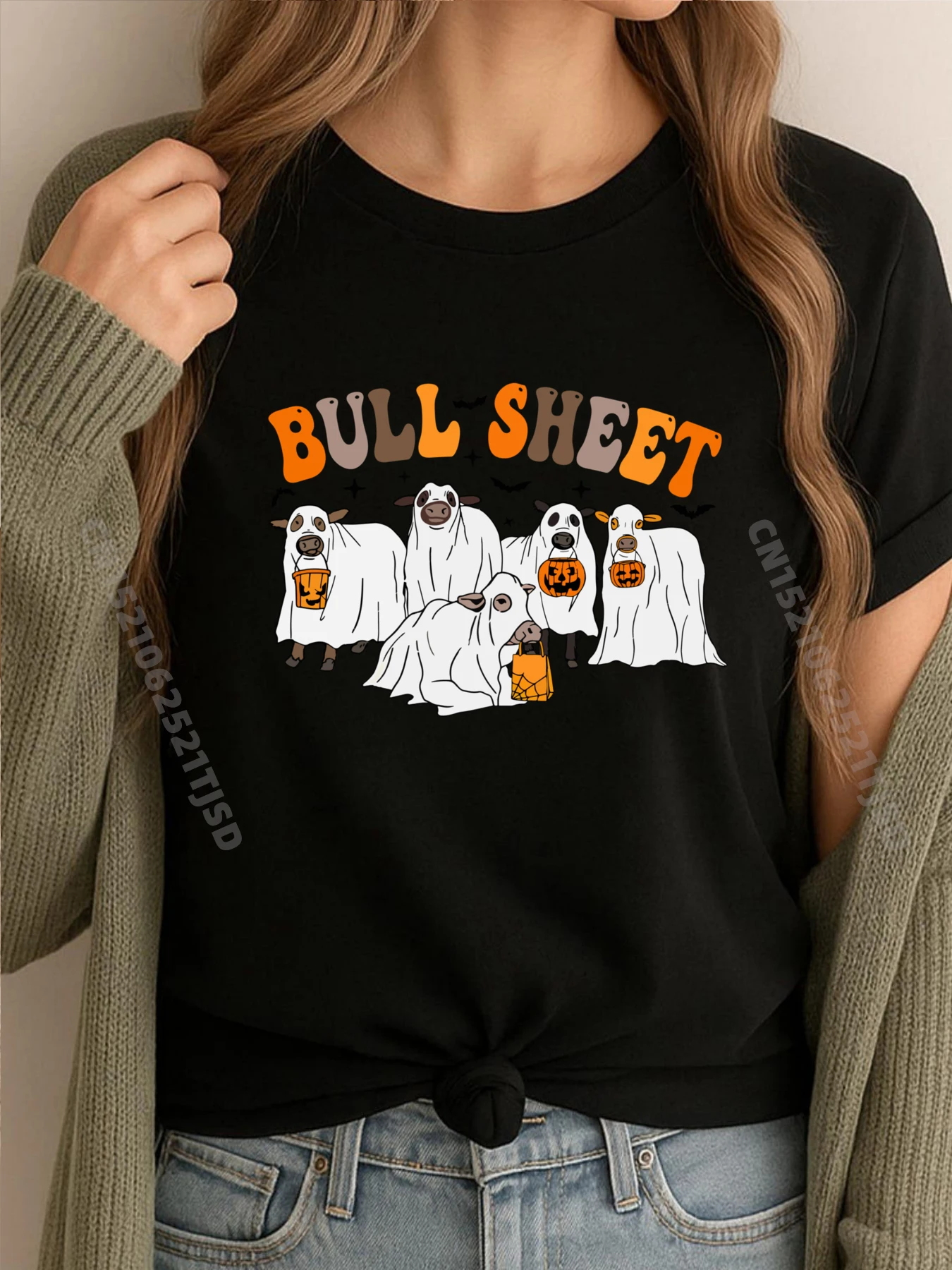 

Groovy This Is Bull Sheet Ghost Cow Хэллоуин Черные графические футболки Аниме Футболки в готическом стиле
