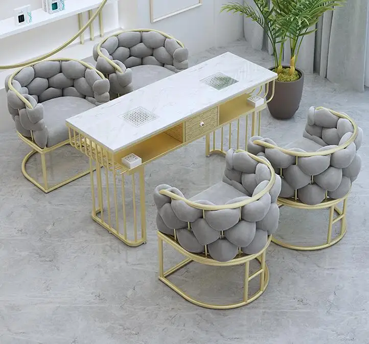 Net Red Marble Nail Enhancement Table Chair Set Vacuum Cleaner Single double triple double deck Nail Enhancement Table Full set