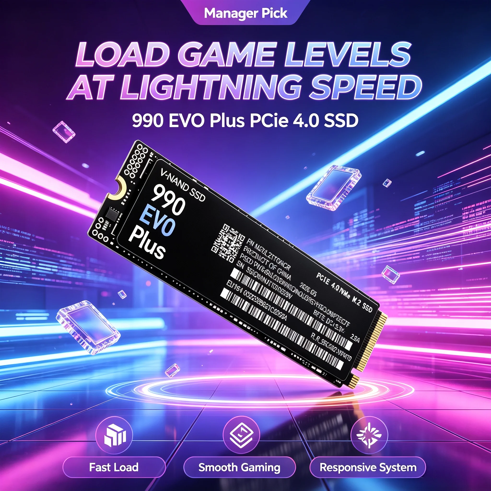 SSD 990 EVO Plus M2 NVMe PCIe3 X4, unidade de estado sólido de 500 GB, 1 TB, 2 TB, 4 TB, disco de armazenamento para portátil e PC de secretária, 7300 MB/s, TLC Pro, 4K.