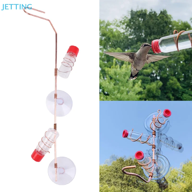 1 buah pemberi makan burung kolibri jendela geometris kreatif dengan cangkir hisap dan pengait buatan tangan pemberi makan burung kolibri Modern