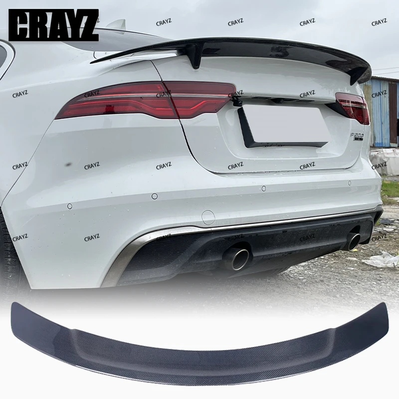 For Jaguar XE XEL Spoiler RT Style 2018-2023 High Quality Carbon Fiber Rear Trunk Wing Lip Rear Spoiler Wing Trunk Lip Boot Cov
