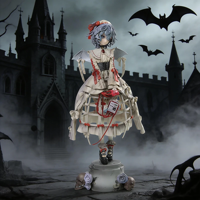 

Фигурка Ремилии Скарлет 27 см - Коллекционная модель из Touhou Project: Готическая вампирша-медсестра с юбкой-клеткой и декором в виде мешка для крови. Подарок.