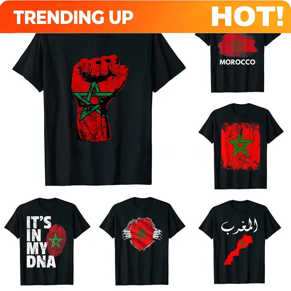 Customization MA Morocco Flag Graphic T Shirt For Men Clothing 3D Print Moroccan Spirit Totem Emblem Tee Shirts Homme 2024 T-shi
