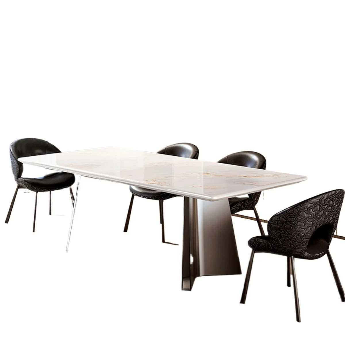 

White luxury stone round table Modern natural marble villa Premium dining table