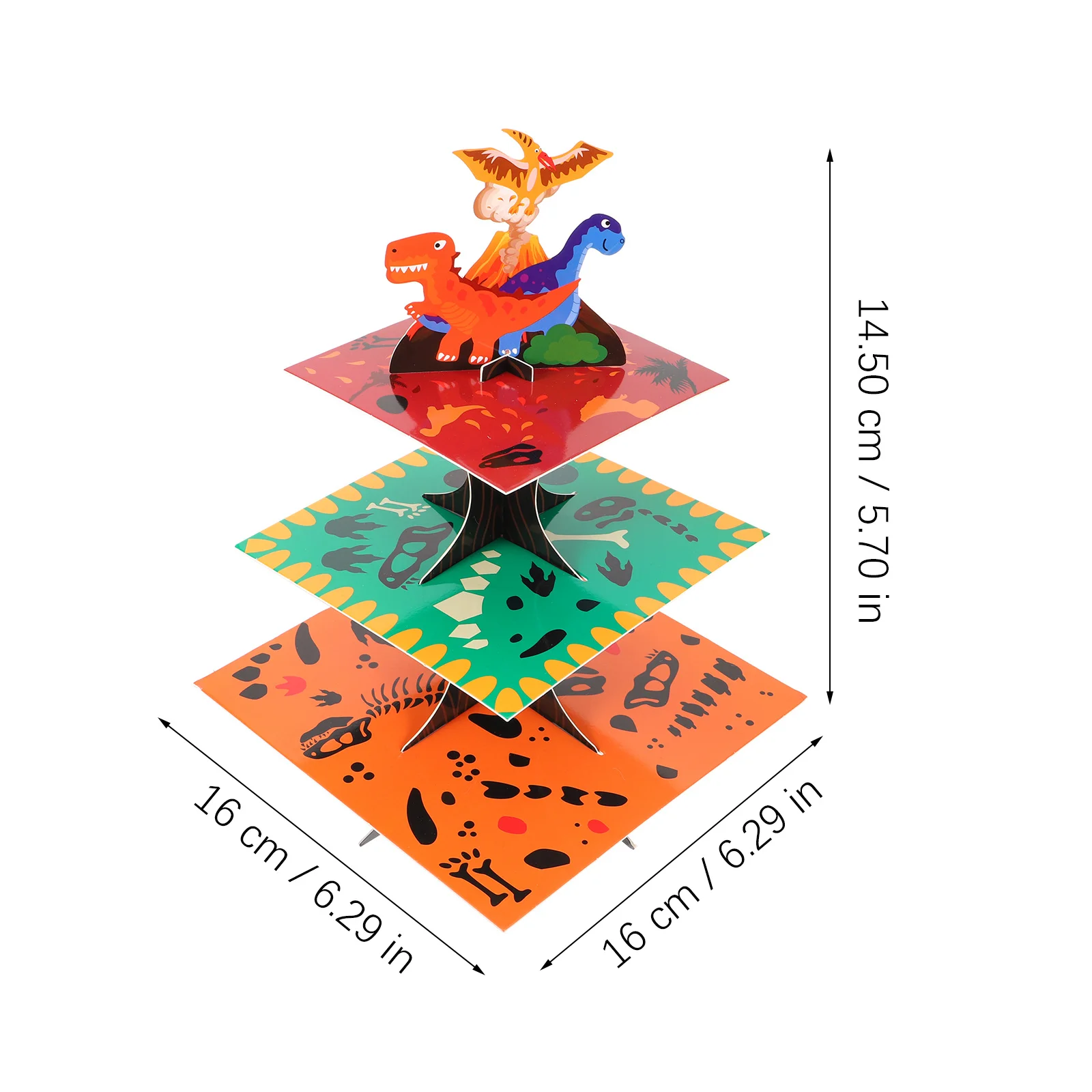 3-طبقات ديناصور كعكة حامل الورق المقوى عيد ميلاد الحلوى حامل كب كيك عرض برج الغابات زينة الحفلات العرض #3