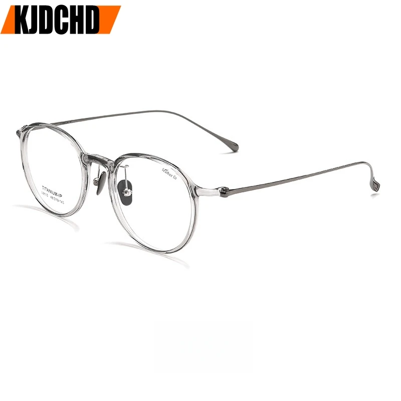 

KJDCHD модные удобные очки винтажные круглые титановые очки прозрачная оправа для очков по рецепту для мужчин и женщин L9110Y