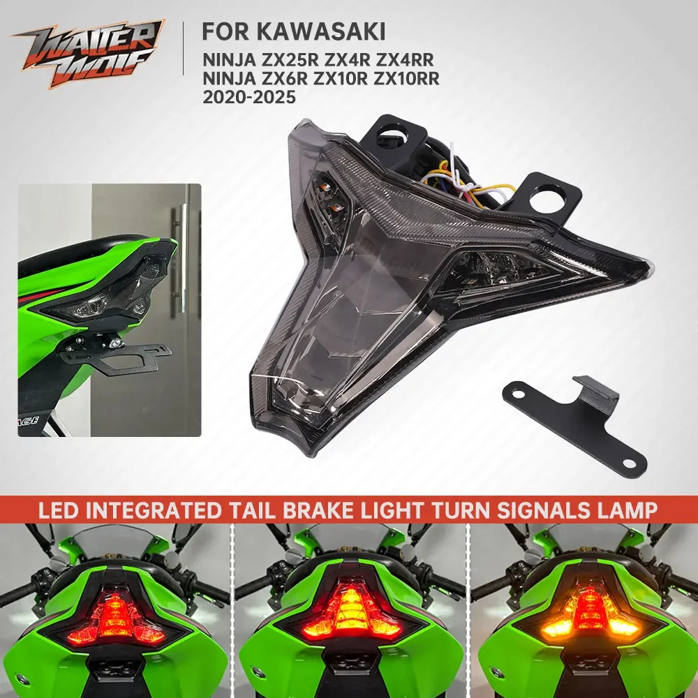 ZX-4R ZX-10R LED Taillights For Kawasaki Ninja ZX-25R ZX-6R ZX400 ZX250 ZX636 ZX 4R 6R 25R 10R Rear Brake Signal Light 2020-2025