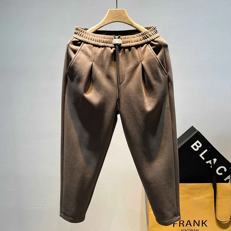 Spring Autumn New Fashion Elastic Waist Drawstring Pockets Casual Loose All-match Men's Clothin Korean Trend Bound Feet Pants