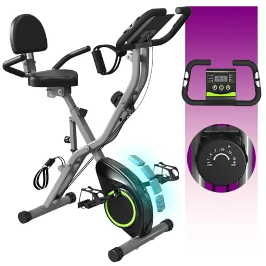 

Indoor Exercise Bike Stationary Bikes for Home with 16-Level Magnetic Resistance Lightweight Foldable Cycling Bike with 70% Pre