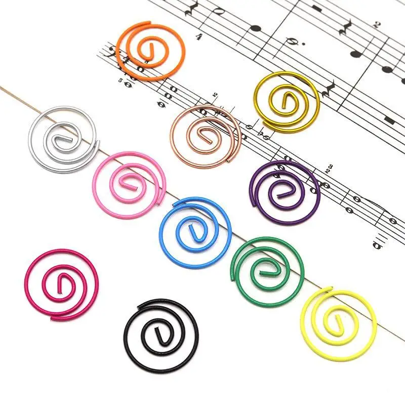 20pcs Colorful Circular Metal Paper Clips Office Binding Geometric Circle Binder Round Tickets Photo Clamp Patchwork Clips