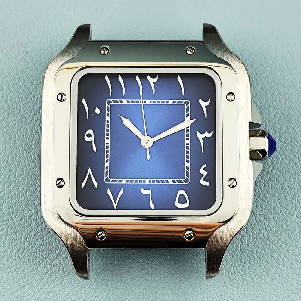 NH35 Square 38mm Case Arabic numerals Men's Stainless Steel Case Customized Logo Suitable for NH35 Movement Watch Accessories
