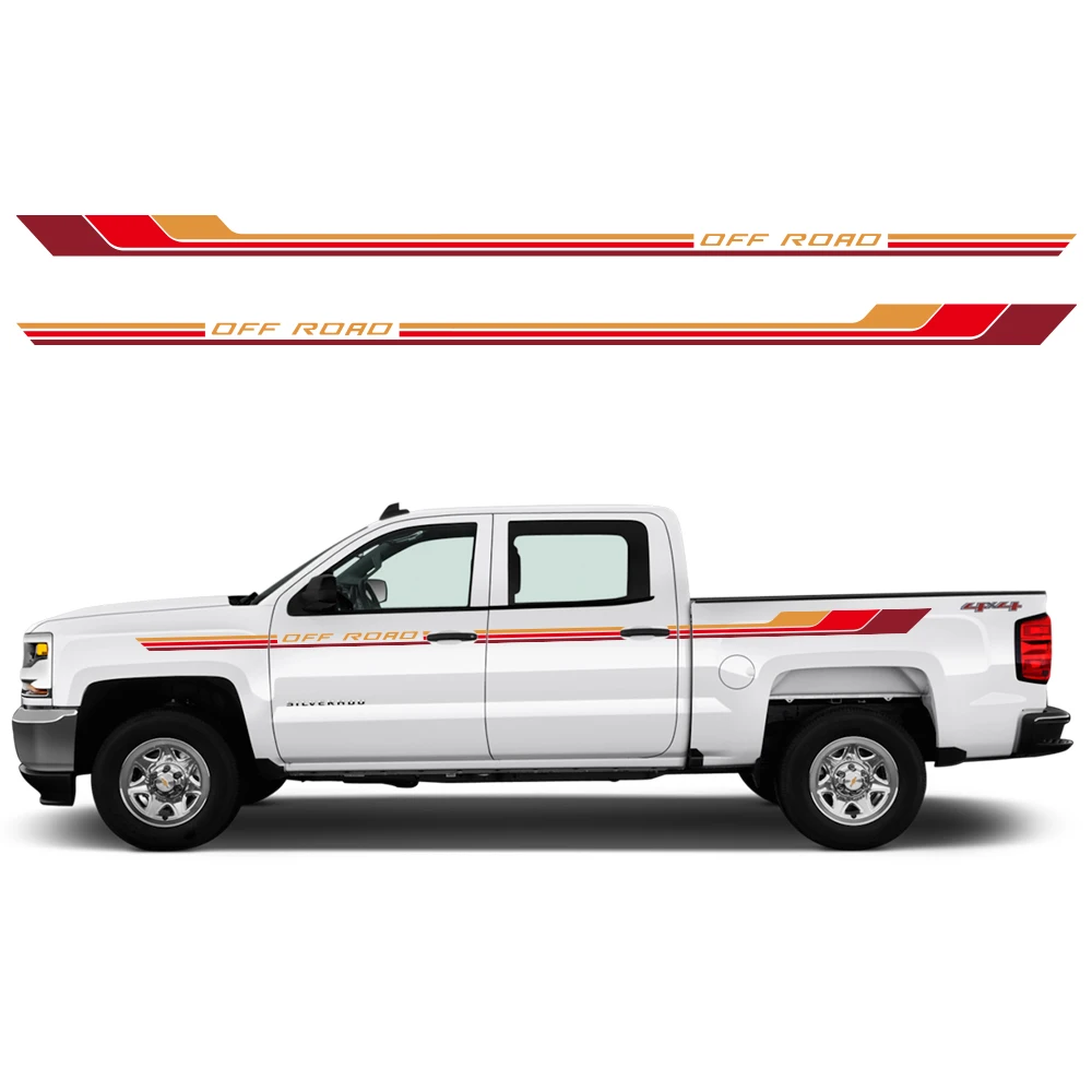 

For Chevrolet Silverado 1500 2500 Sierra GMT GMC Car Body Side Sticker Racing Stripes Trims Off-Road Vinyl Decal Accessories