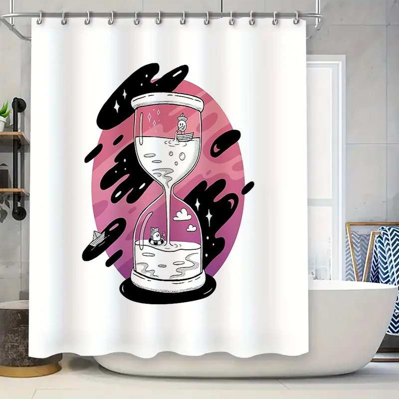 

Vintage Skull Time Clock Shower Curtain Gothic Steampunk Horror Bathroom Decor Washable Waterproof Halloween Backdrop