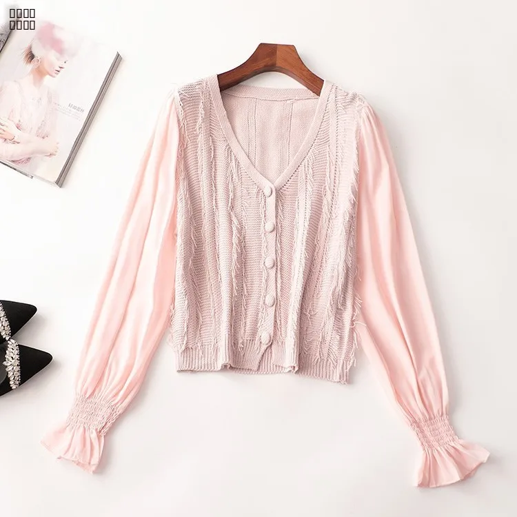 Spring ort V-Ne Long Sve Sweater 2443 Women's Faion Casual Knitwear for Ladies