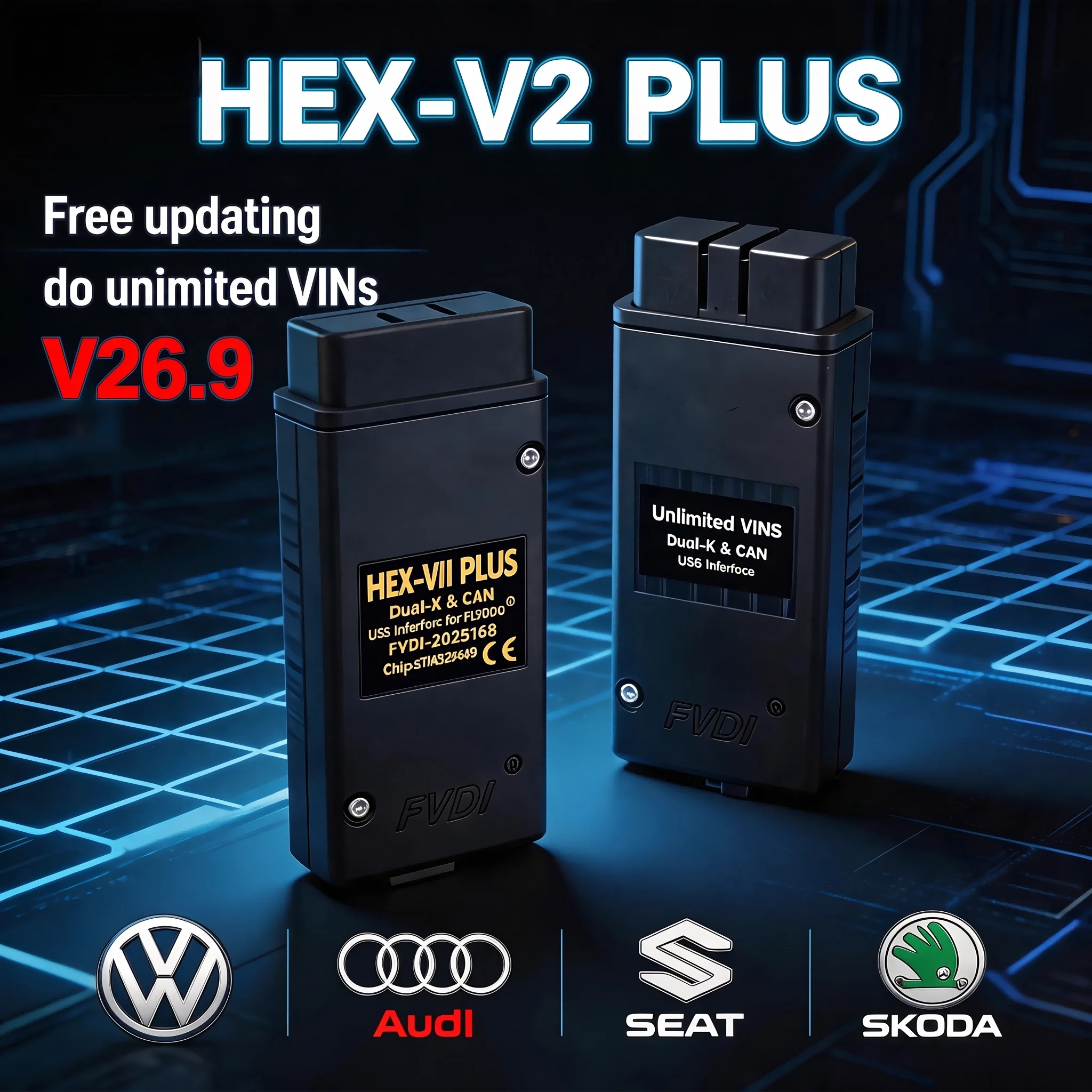 2026 VCDS-V2PLUS Narzędzia do diagnostyki samochodowej, nieograniczone VIN, kodowanie pojazdów, COM STM32F429 V26.9.0 dla VW Audi Skoda Seat