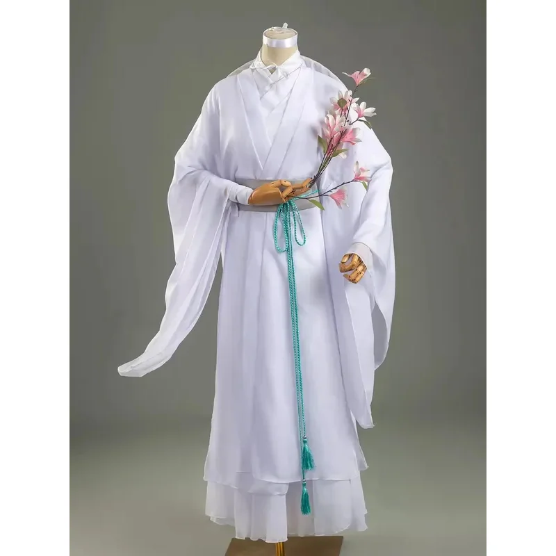 Anime Xie Lian Cosplay disfraz sombrero peluca Tian Guan Ci Fu Cosplay Xielian pelucas sombrero de bambú Prop blanco Han Fu Anime traje disfraces