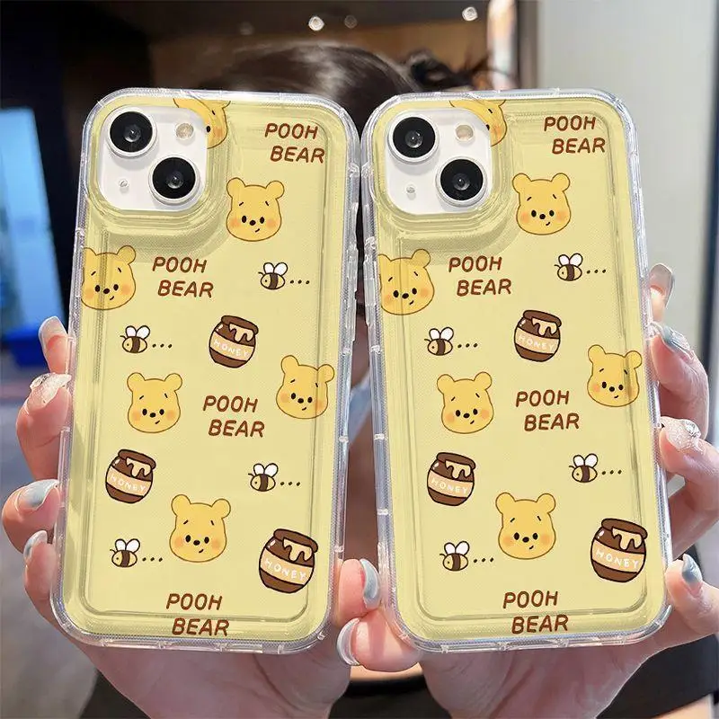 Winnie the Pooh honey bee Anime Phone Case For iPhone 16 15 14 13 12 11 Pro Max Xr 16 15 14 Plus Case Cute Cartoon Sweet Cover