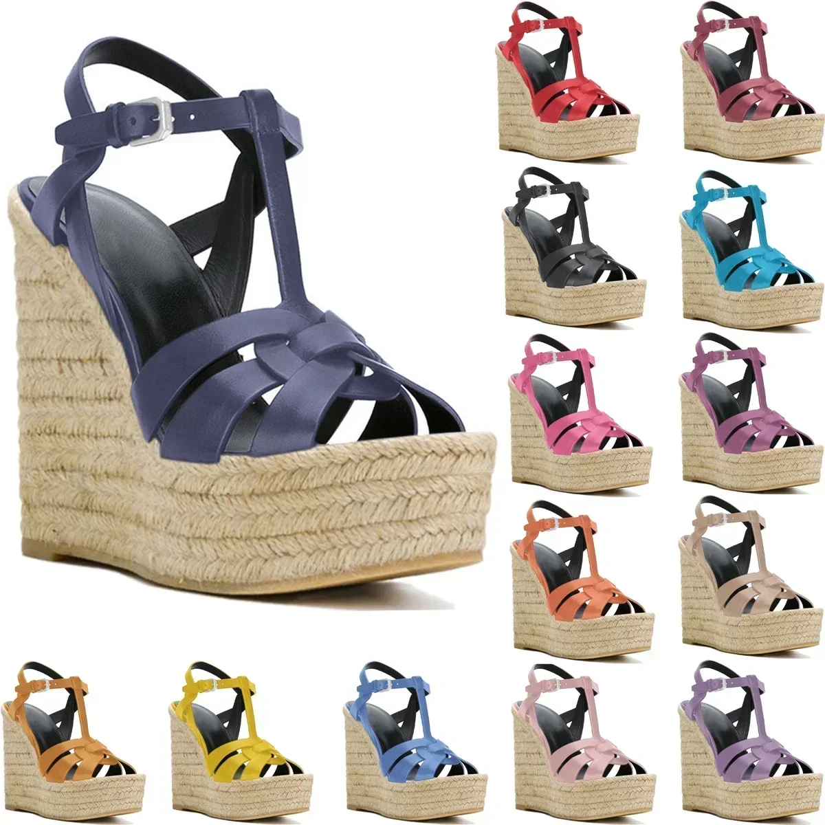 【Measure Your Feet Length Before Order】Luxry Designer Women Wedge High Heels Sandals Rome Evening Party Dress Lady Shoes C-SL-6