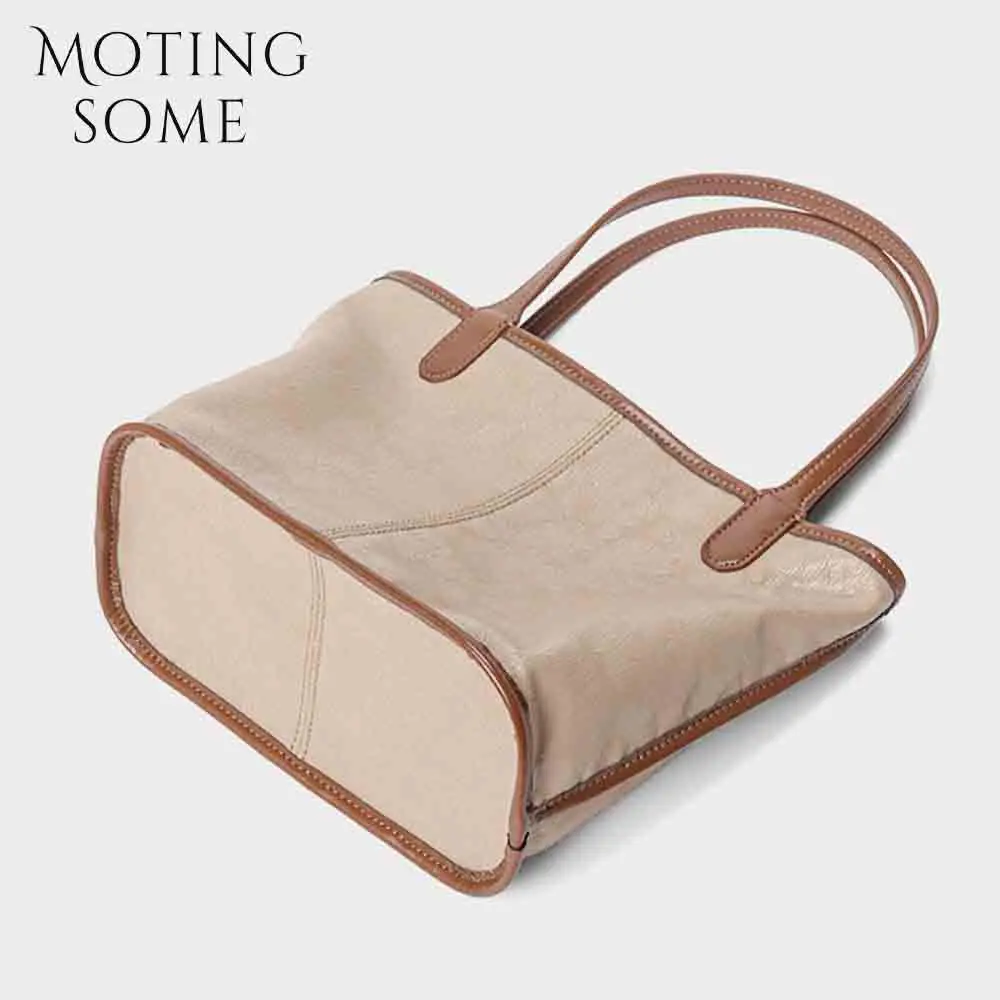 Motingsome Minimalism Mini Shoulder Handbag Leather Women Bag Fashionable Lady Small Bucket Vacation Holiday Pouch Tote 2024 New