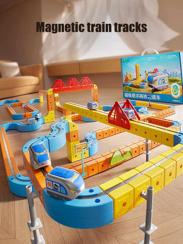 Magnetyczny pociąg dla chłopców, tor 1:64, elektryczna kolej, DIY, magiczny model pojazdu, zabawki edukacyjne, prezent dla dzieci od 3 lat. — 2