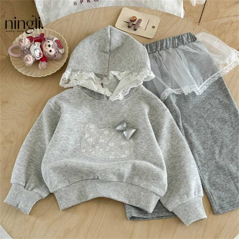 

Girls' Outfit Autumn New Fashionable Children's Stylish Baby Girl Sweatshirt and Sweatpants Cartoon Print Two-Piece Set