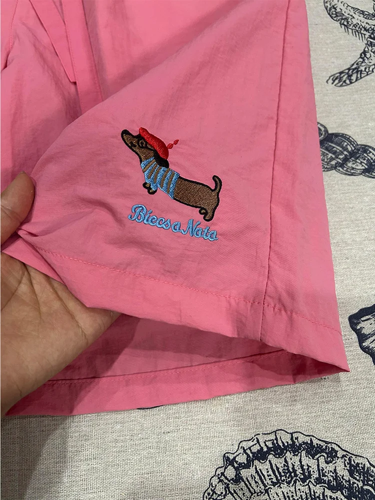 Dopne Sausage Dog Окс с вышивкой Qui Dry, прямые повседневные брюки длиной пять четвертей, летние спортивные брюки на открытом воздухе