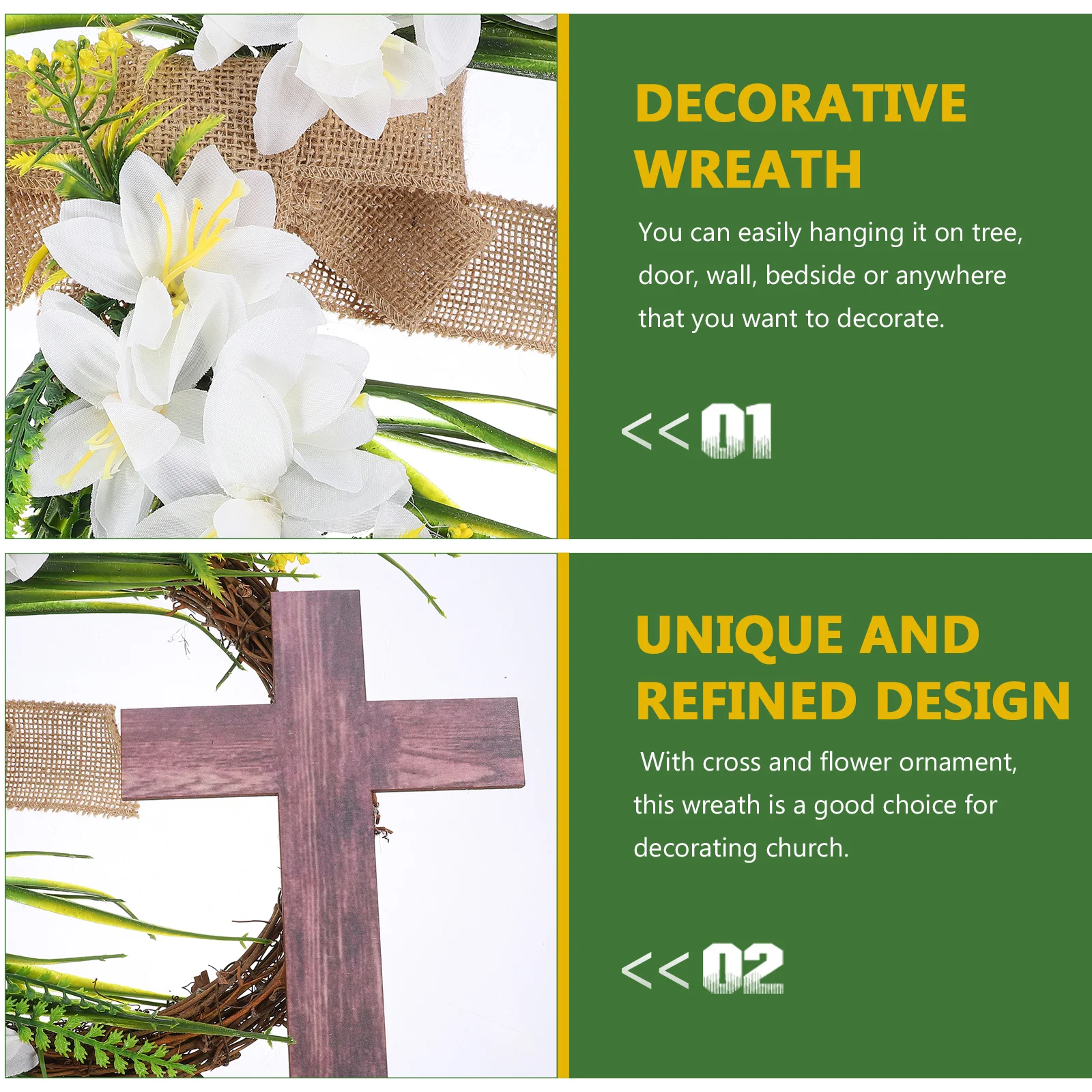 

Wooden Wreath Decoration Lovely Classic Holiday Garland For Christmas Church Wall Door Hanging Woven Festival