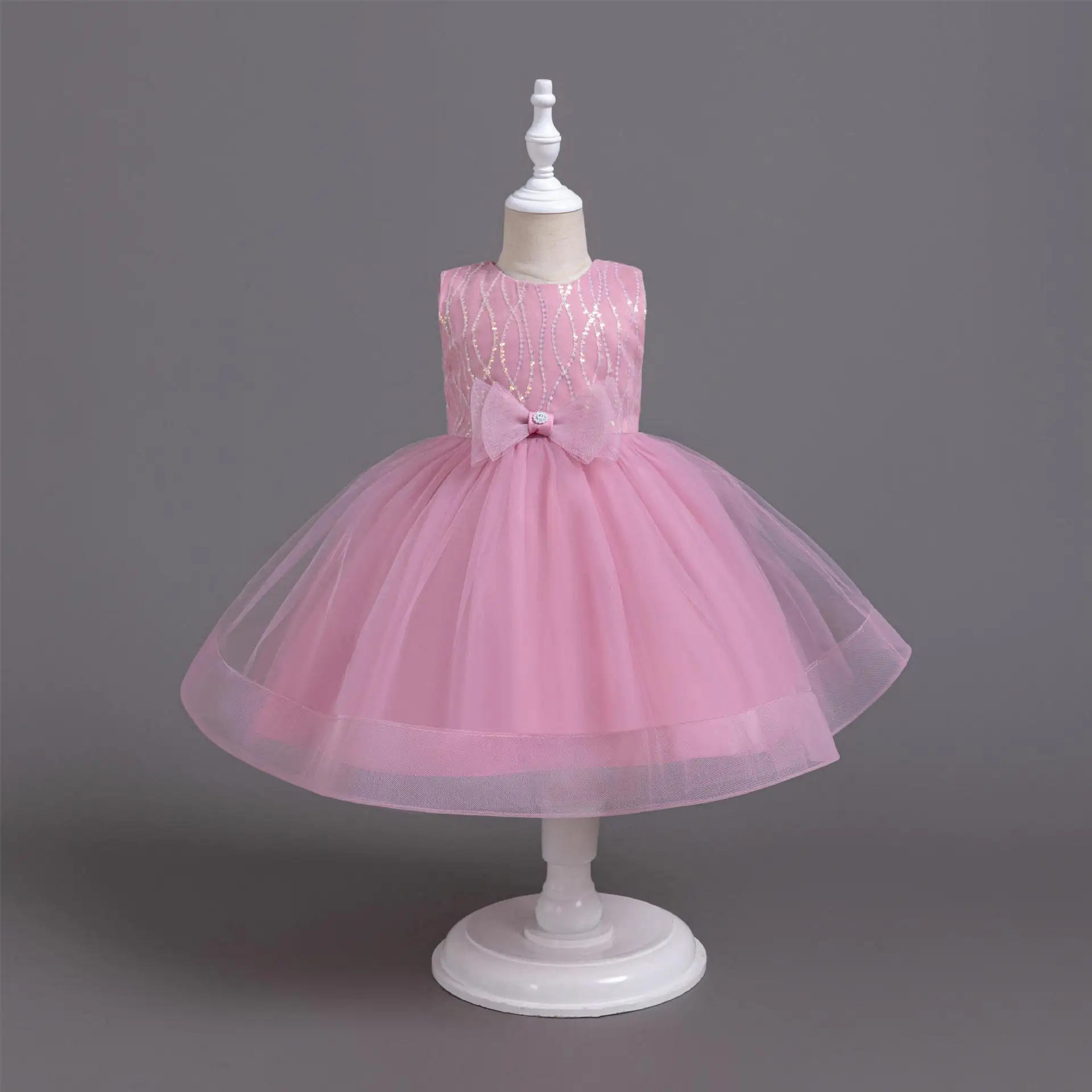 HETISO Girls Party Dress Sequined Princess Birthday Puffy Dresses Baby Kids Summer Wedding Ball Gown Children Wear 0 2 4 Years