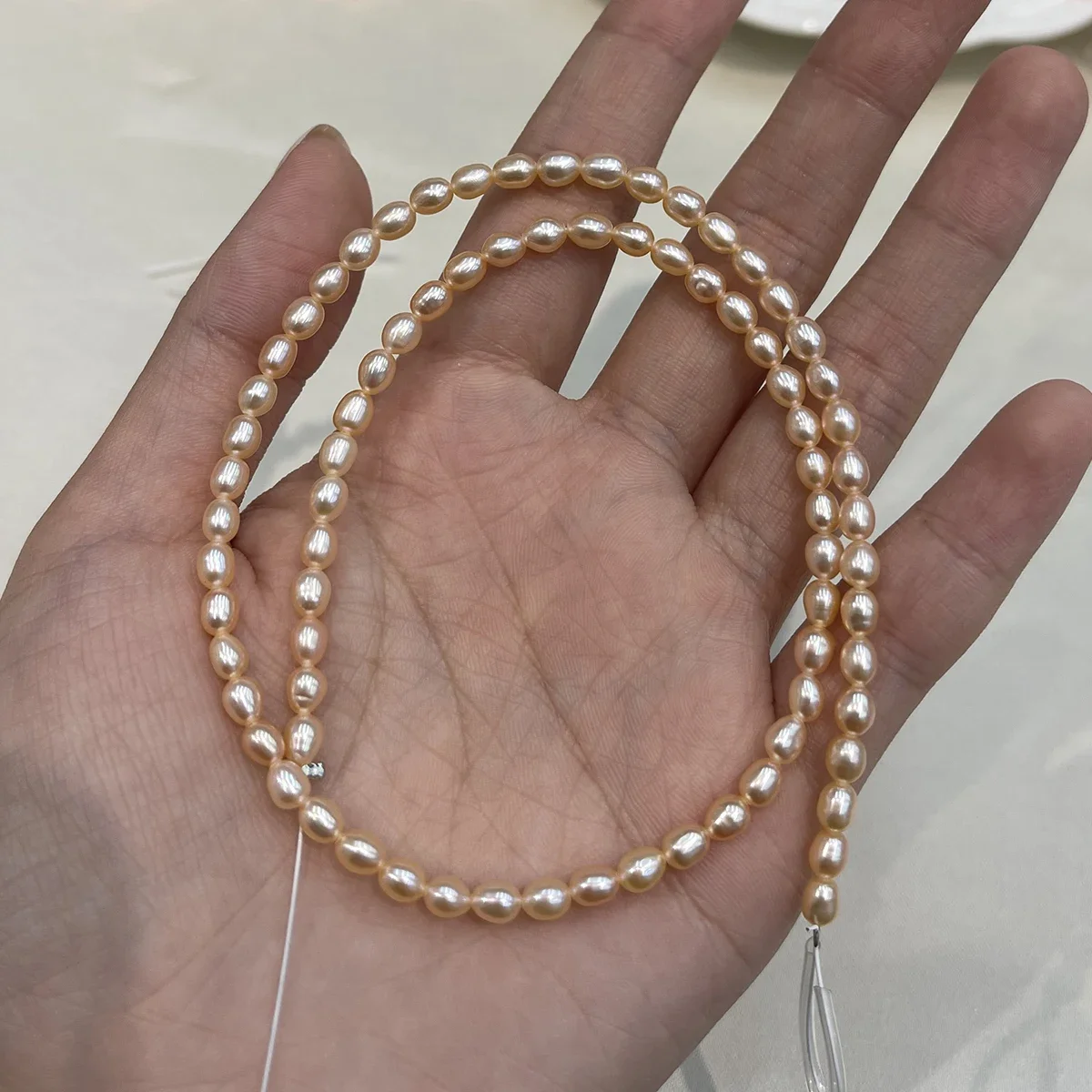 3-9mm AAA Orangefarbene Reisperlen Natürliche Süßwasserperlen-Stränge für Schmuckherstellung DIY Halsketten Armband Zubehör – Detail 5