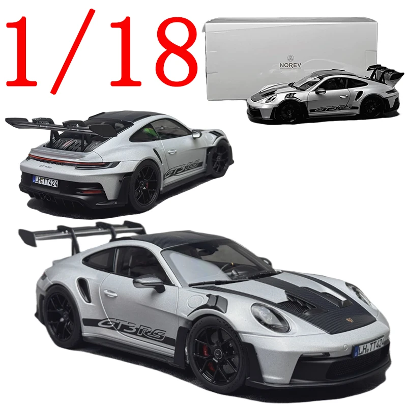 

NOREV Diecast 1/18 Scale Porsche Alloy Model Cars Porsche 911 GT3 RS 2022 Silver Play Vehicles Toys for Boys Gift Original Box