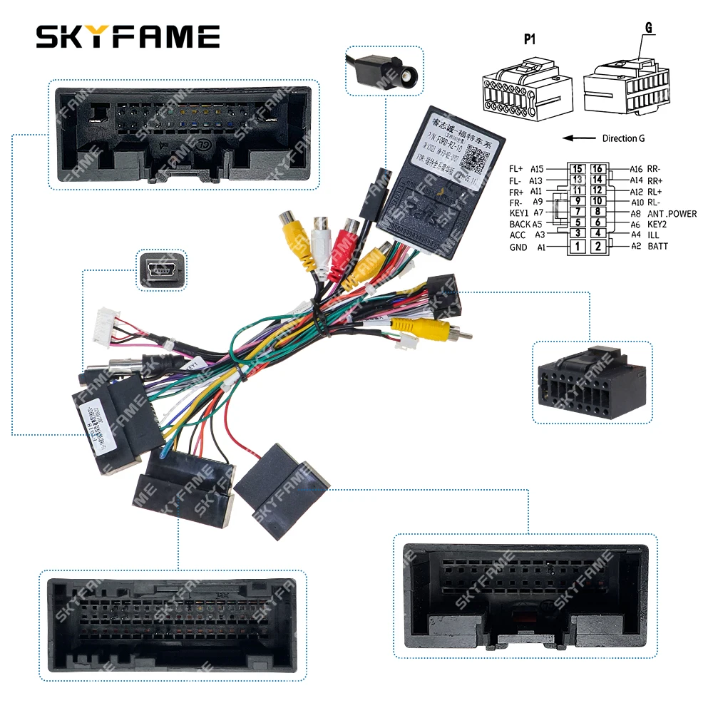 SKYFAME Car 16pin Wiring Harness Adapter Canbus Box Android Radio Power Cable For Ford Edge Explorer