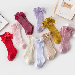 0-24M Infant Baby Girls Knee High Socks Breathable Cutout Mesh Cute Bows Dress Socks Newborn Stockings for Clothing Accessories