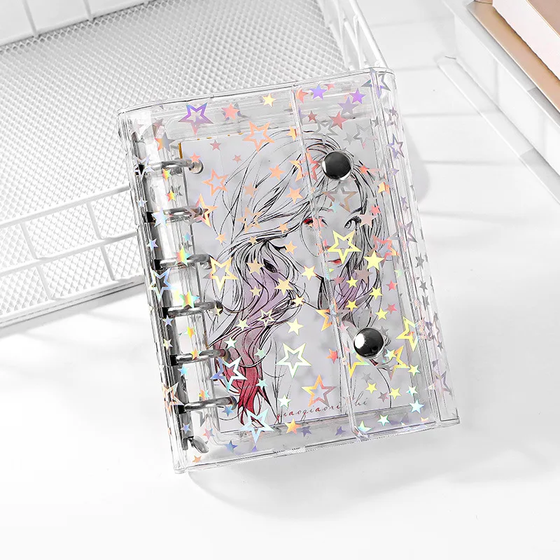 A7 Transparent Star Loose Leaf Binder Cover Journal Sketchbook Accessories Diary Office Supplies