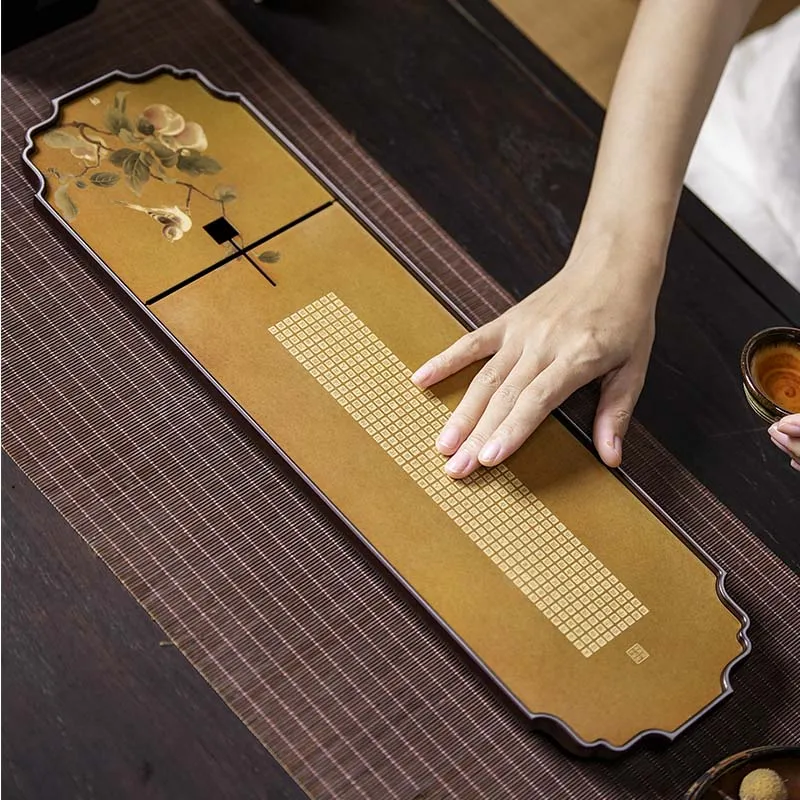 Dining Coasters Tea Tray Hospitality Drainage Chinese Decorative Long Desk Tea Tray Saucer Drainage Bandejas Home Decorationgs