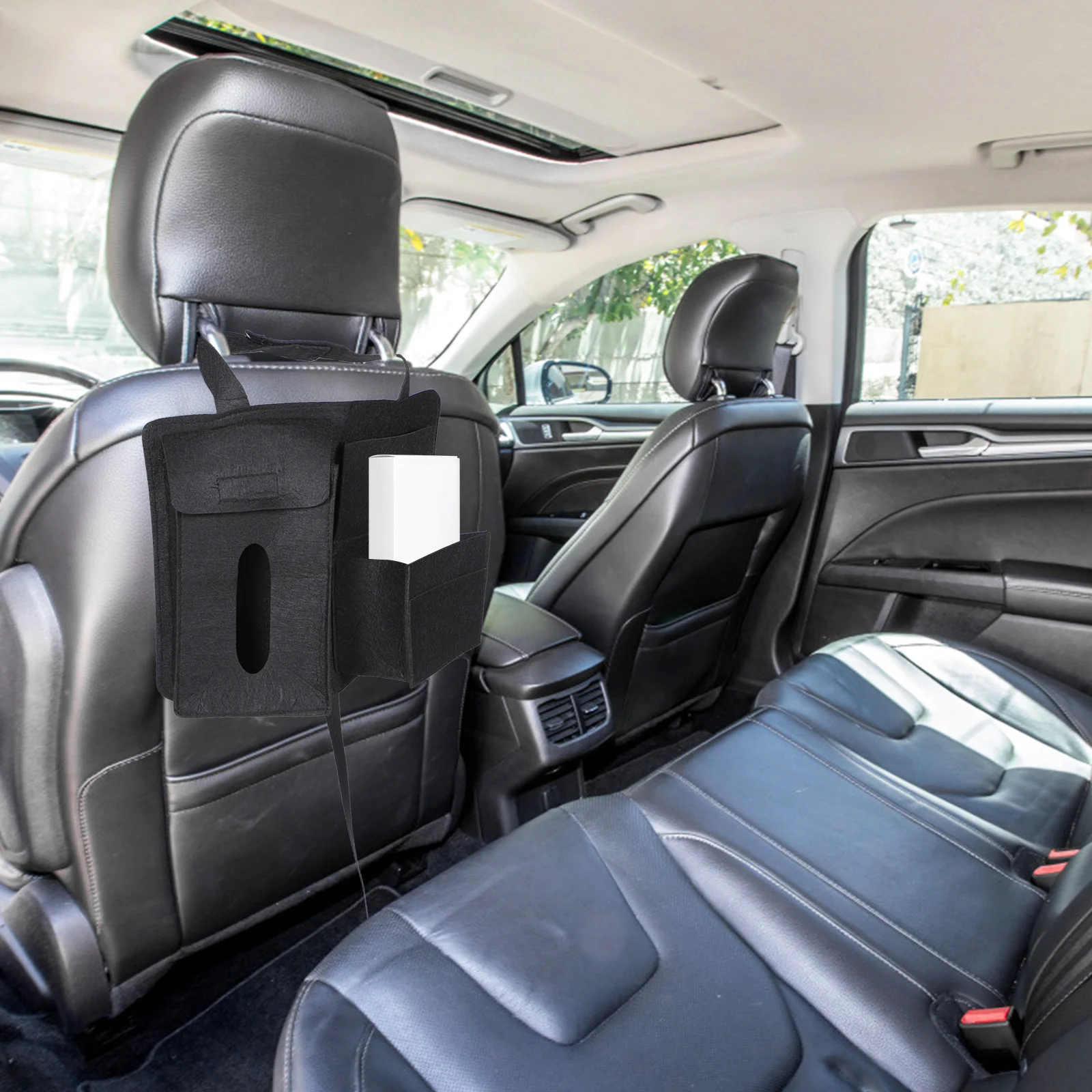 

2pcs Felt Backseat Car Organizer Multi Storage Pockets Hanging Design For Auto Seats Easy Install Durable Storage Solution For