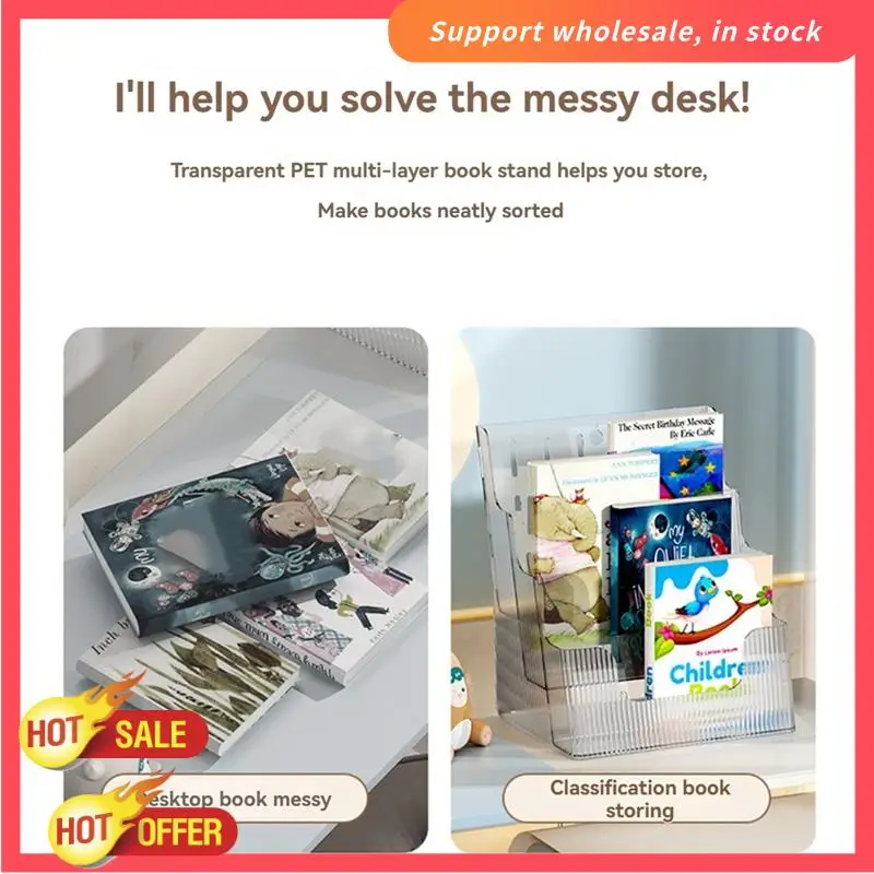 RISE-A4 Aktenanzeige, transparente Aufbewahrungsbox für Büro, A4, einlagiger Desktop-Aktensortierer, Taschenbroschüre und Broschürenhalter